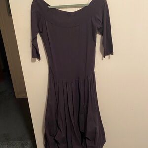 Stunning Talk of the Walk Dark Purple Off the Shoulder Balloon Hem Dress EUC